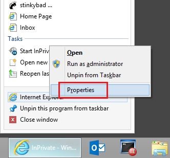 Set IE10 InPrivate as default